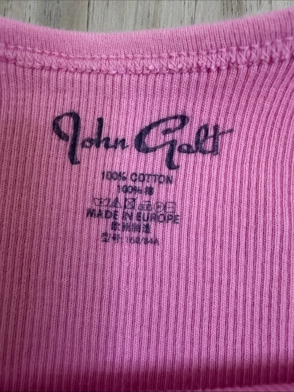 John GaltWomen’s Pink Ribbed Tank Top - Classic Spaghetti Strap size XXS